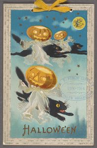 halloween pumpkins black cats 1913