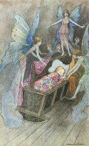 Âand Sweetly Singing Round About Thy Bed Strew All Their Blessings on Thy Sleeping Head 1920 Warwick Goble