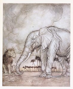 The Lion Jupiter and the Elephant 1912 Arthur Rackham