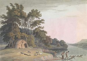A Korah Hottentot Village on the Left Bank of the ORange River Vintage Illustration