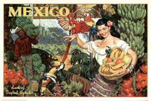 Mexico Land of Tropical Splendor Poster 1940s Vintage Travel Poster