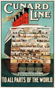To All the Parts of the World Cunard Line Vintage Travel Poster