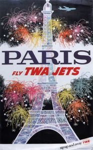 Trans World Airlines Fly TWA Jets 1960 Vintage Poster Vintage Travel Poster