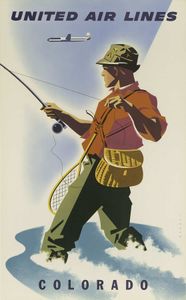 United Air Lines Colorado Joseph Binder 1950s Vintage Travel Poster