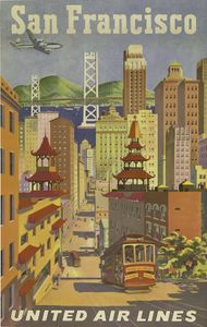 United Air LinesâSan Francisco Joseph Feher 1950 Vintage Travel Poster