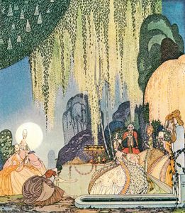 Kay Nielsen â Felicia Thereupon Stepped Forth and Terrified Though She Was Saluted the Queen Respectfully with So Graceful a Curtsey Felicia or the Pot of Pinks From Kay Nielsen