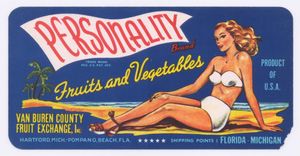 Personality Brand Fruits and Vegetables Vintage Crate Label