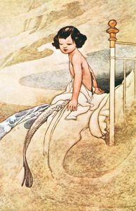 She Felt Herself Changing Into a Mermaid Vintage Fairy Tale Illlustration