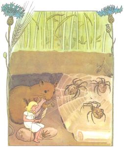 Thumbelina Little Girl Taking a Spiders Web Illustration12