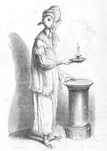 Vintage Anthropomorphic Illustration of a Pigeon Holding a Candle