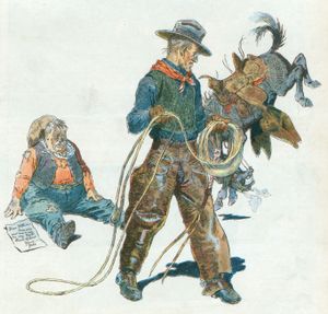 Vintage Illustration of Cowboys