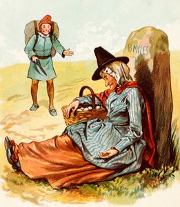 Old Woman Stout Nursery Rhyme Illustration