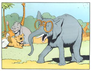 Elephant with Snake Glasses Animal Character Illustration