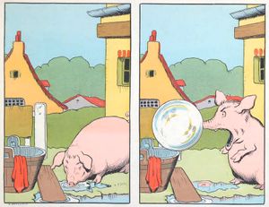 Pig Blowing Bubble Out of Its Nose Animal Character Illustration