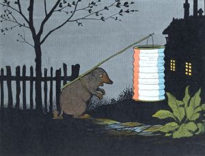A Mole with a Lantern Animal Character Illustration